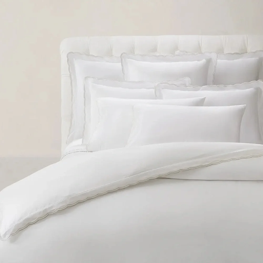 Ralph Lauren Malin Scallop Organic Cotton King Sham in Studio White, NWT $225